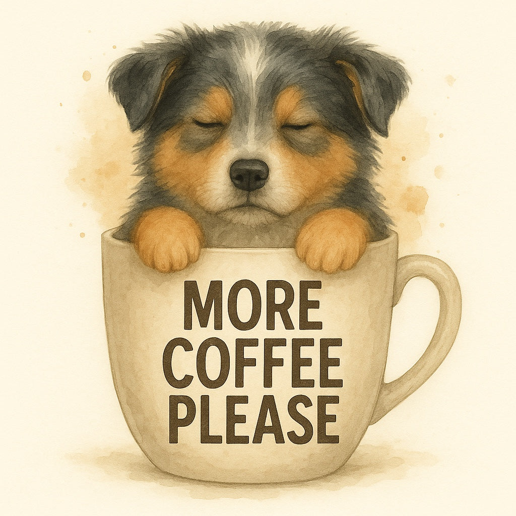 More Coffee Please Dog Fridge Magnet – Design 2