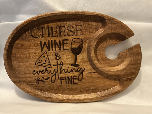 Acacia Wood Wine Appetizer Plate Set - 4 Pieces