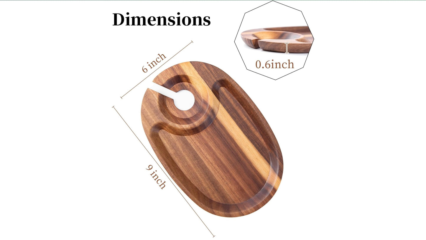Acacia Wood Wine Appetizer Plate Set - 4 Pieces