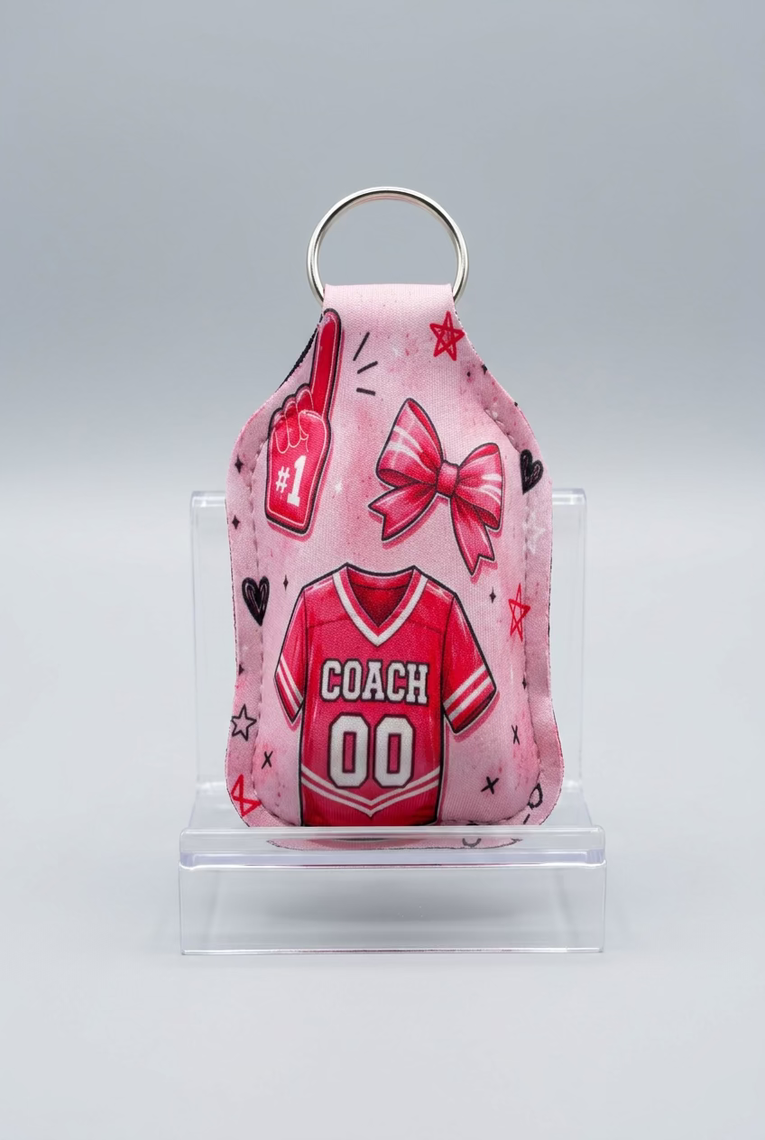Pink Cheer Hand Sanitizer Holder with 1 oz Bottle