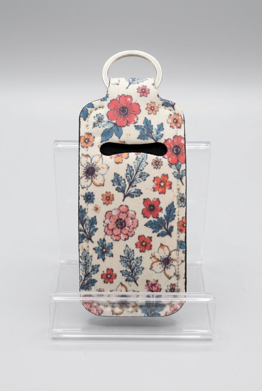 Coral and Navy Floral lipstick and lip balm holder