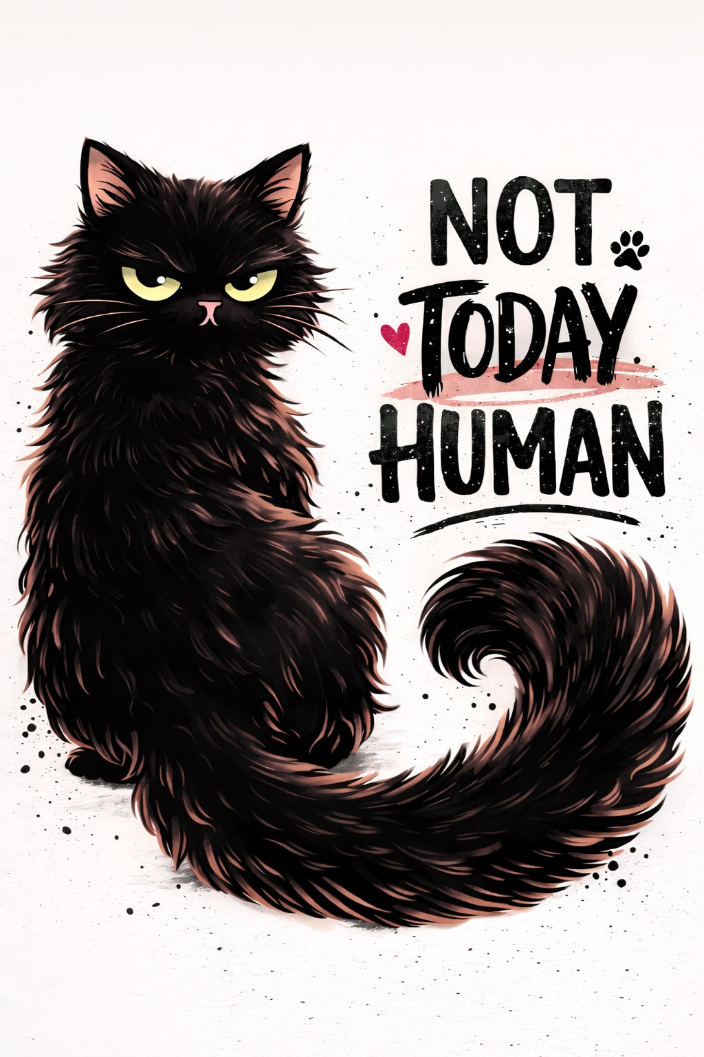 Not Today Human Black Cat Fridge Magnet – 3x3 metal magnet