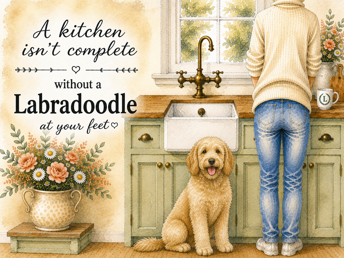 A Kitchen Isn't Complete Without A _____ At Your Feet - Labradoodle