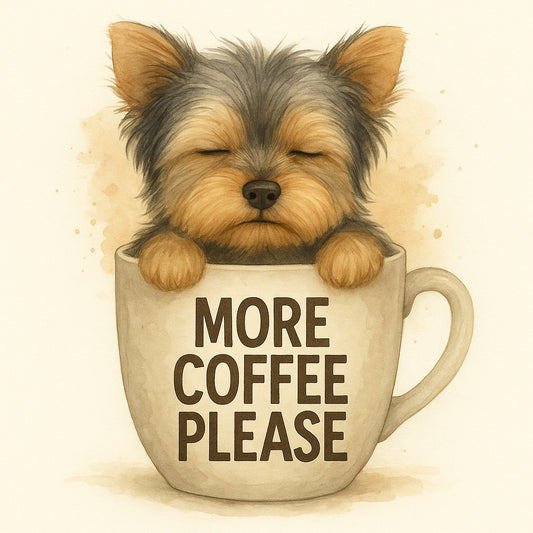 More Coffee Please Dog Fridge Magnet – Design 1