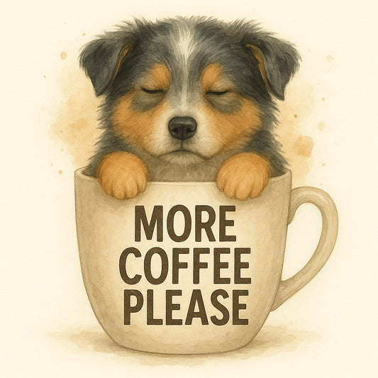 More Coffee Please Dog Fridge Magnet – Design 2