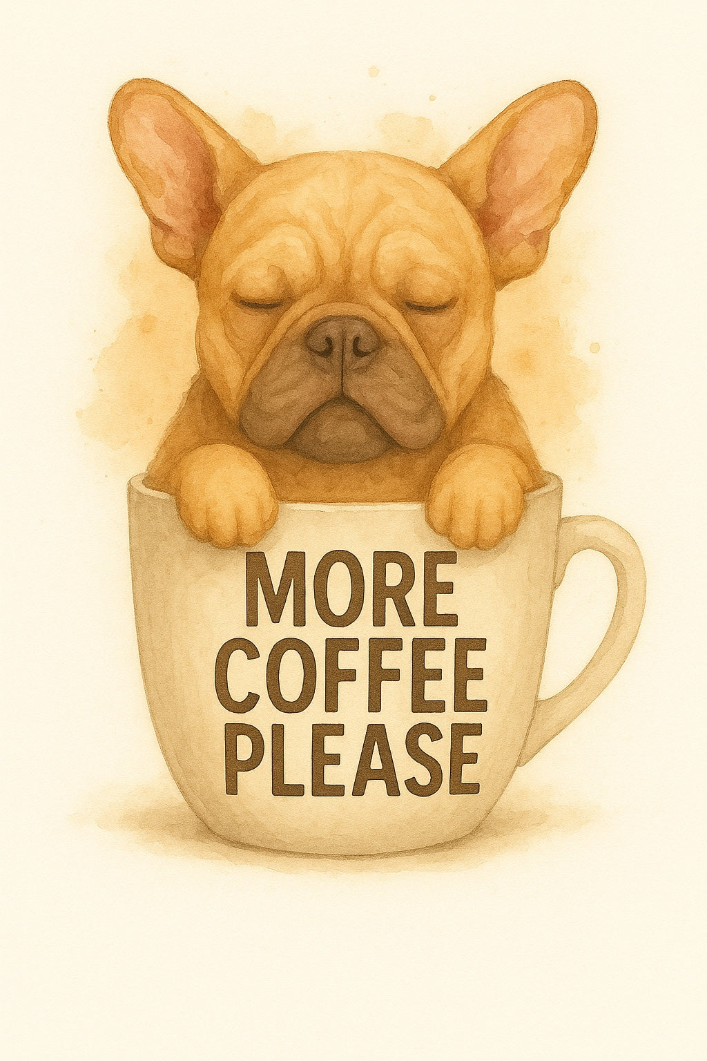 More Coffee Please Bulldog Fridge Magnet – Design 2