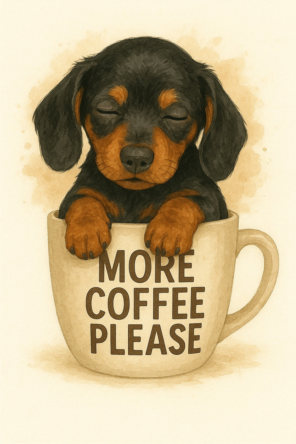 More Coffee Please Dog Fridge Magnet – Design 3