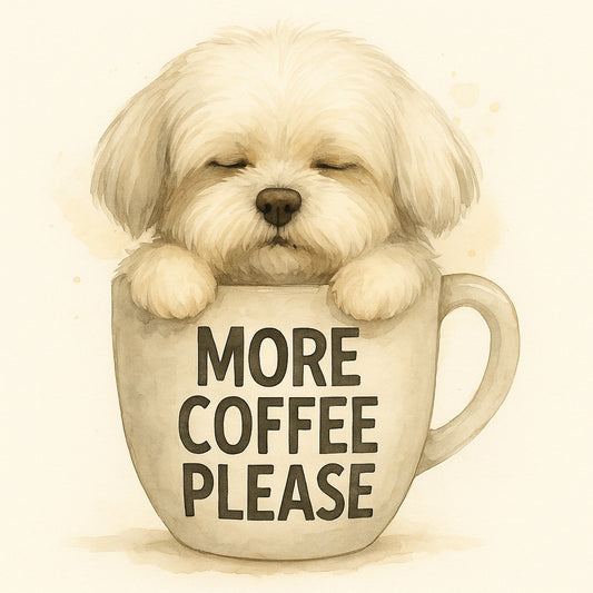 More Coffee Please Maltese Fridge Magnet