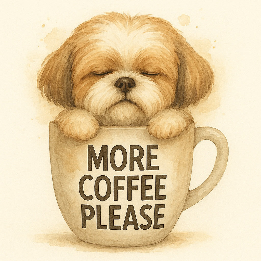 More Coffee Please Dog Fridge Magnet – Design 4