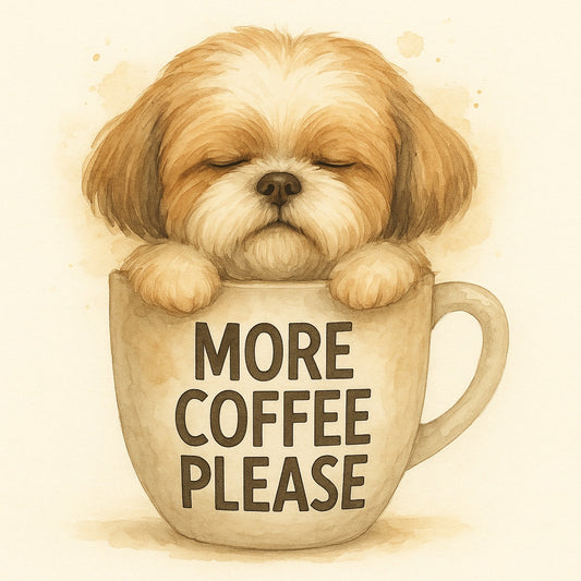More Coffee Please Dog Fridge Magnet – Design 4