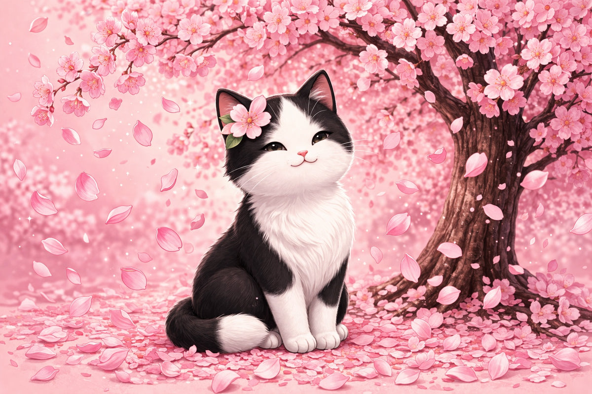 Cherry Blossom Cat Mousepad