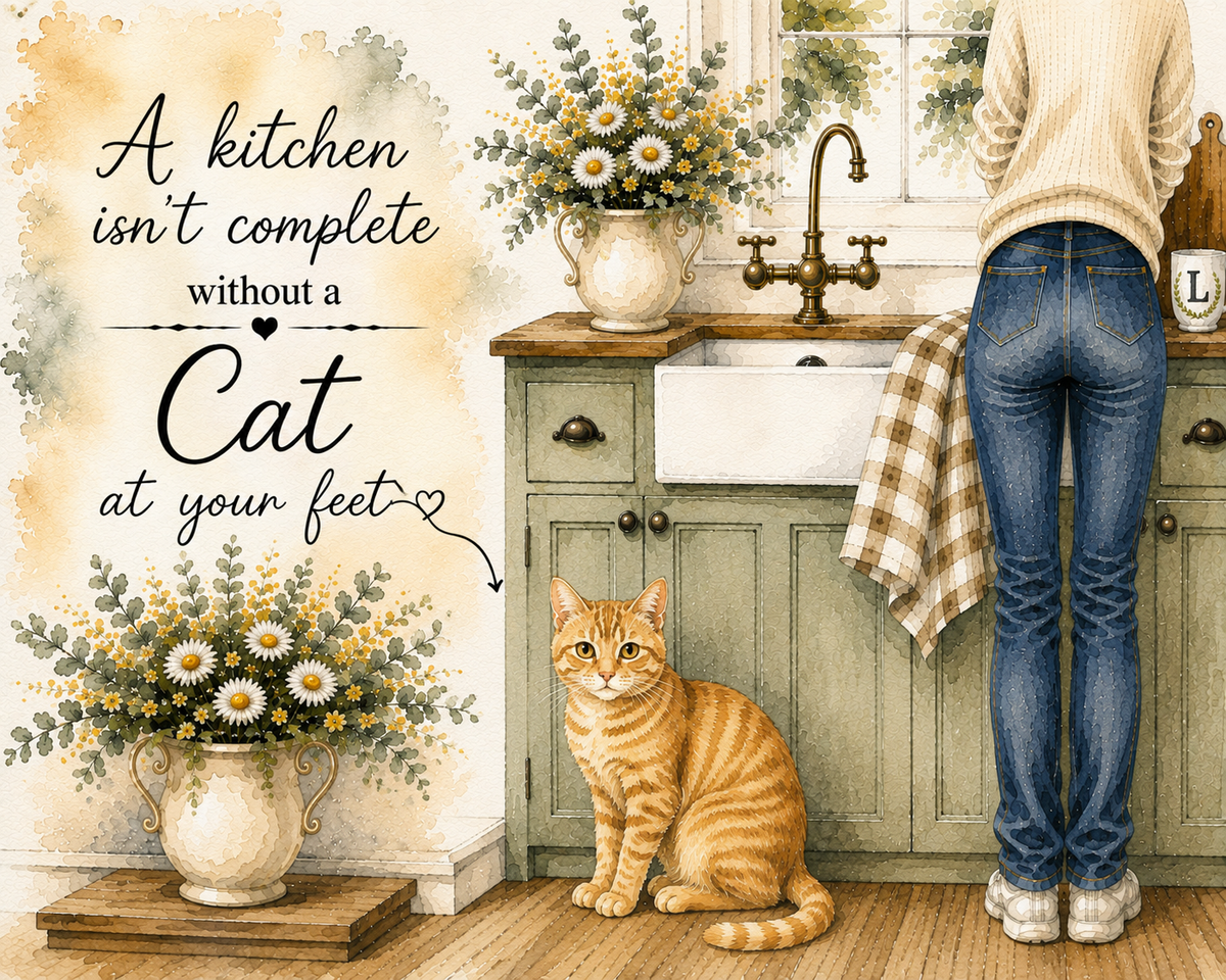A Kitchen Isn't Complete Without A Cat At Your Feet