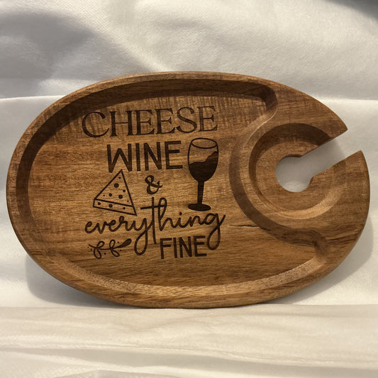 Acacia Wood Wine Appetizer Plate Set - 4 Pieces