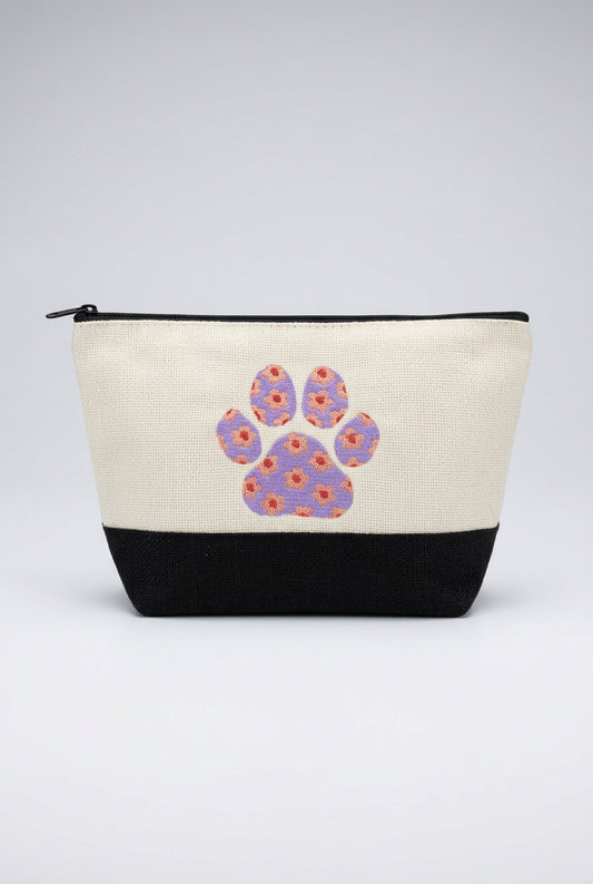 Floral Paw embroidered everyday pouch