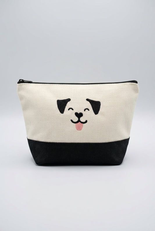 Dog Face embroidered everyday pouch