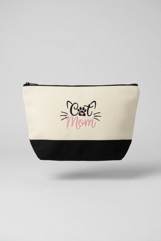 Cat Mom embroidered everyday pouch