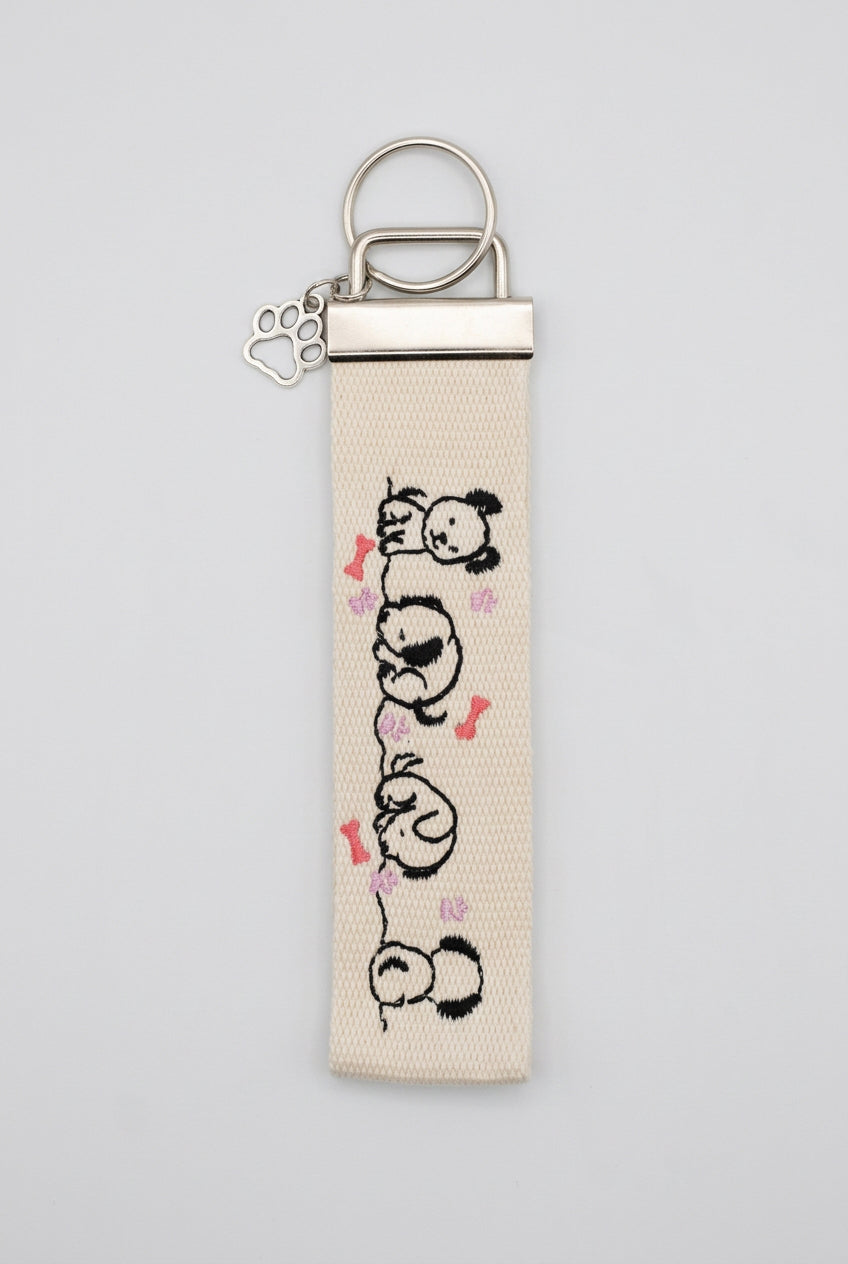 Playful Dogs wristlet key fob