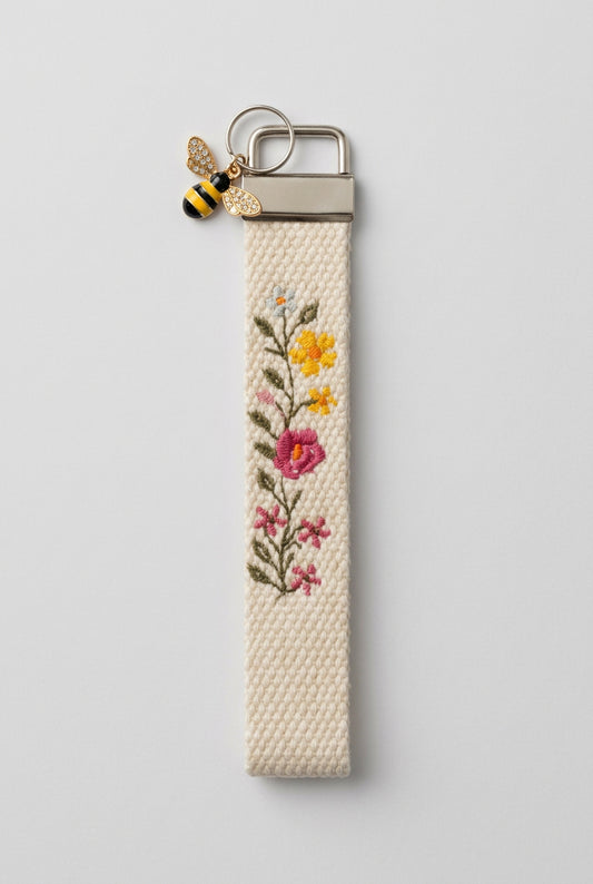 Wildflower Vine wristlet key fob