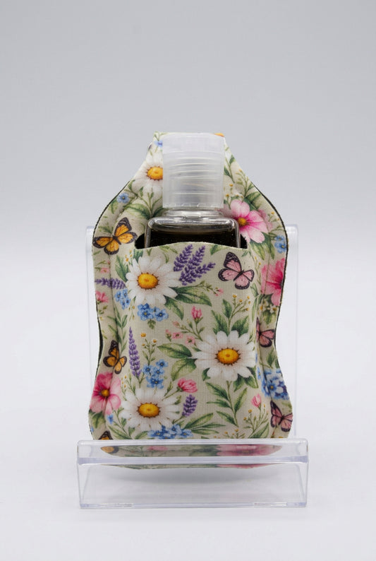 Butterfly Garden hand sanitizer holder with refillable bottle