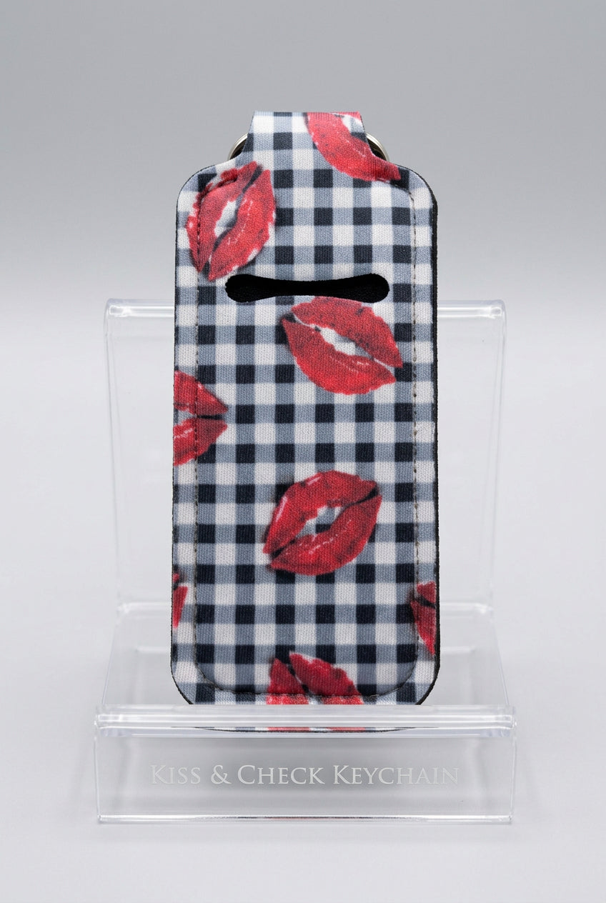 Red Kisses Gingham lipstick and lip balm holder