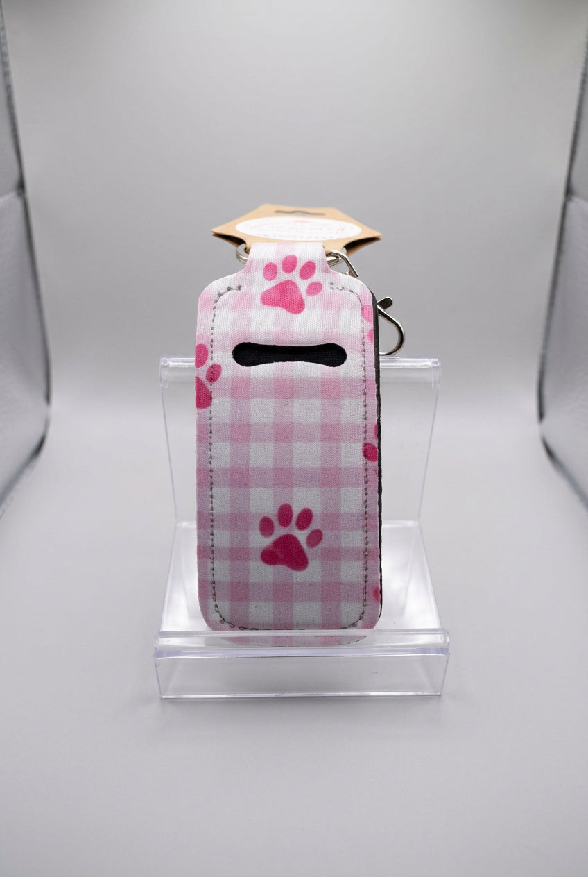 Pink Gingham Paws lipstick and lip balm holder