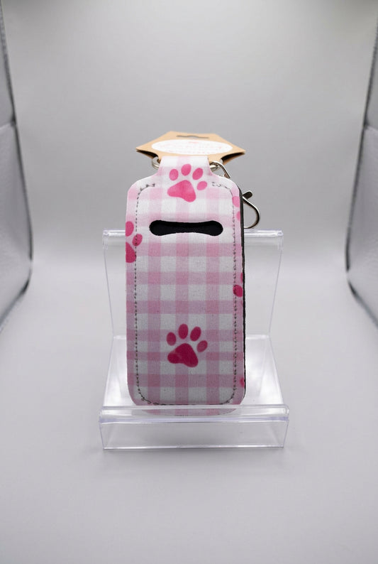Pink Gingham Paws lipstick and lip balm holder