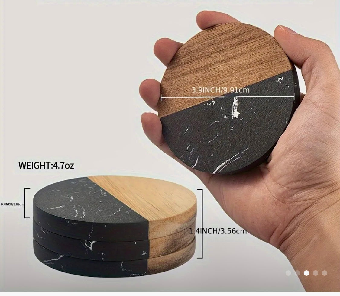 Marble Wood Splicing Coasters - Set of 4