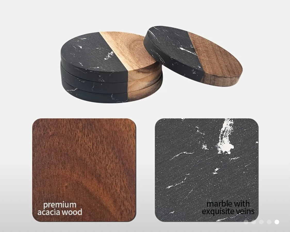 Marble Wood Splicing Coasters - Set of 4