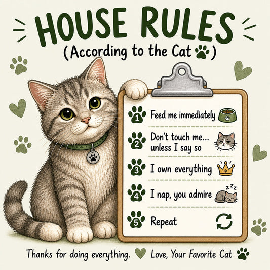 House Rules Cat Fridge Magnet – 3x3 metal magnet