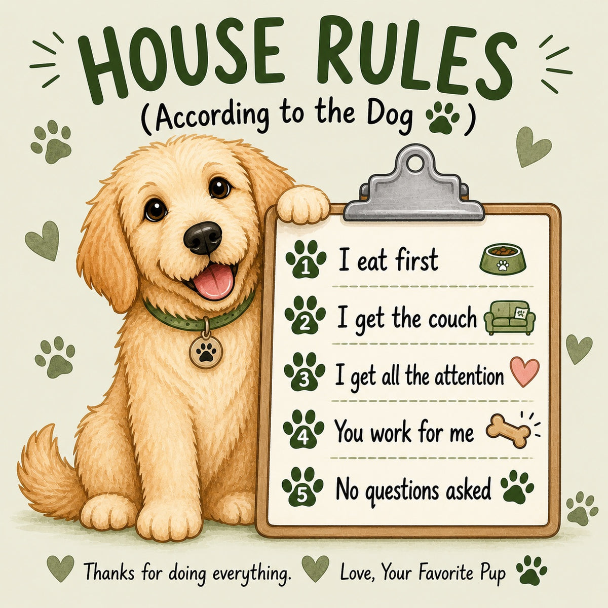 House Rules Dog Fridge Magnet