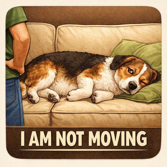 I Am Not Moving Dog Fridge Magnet – 3x3 metal magnet