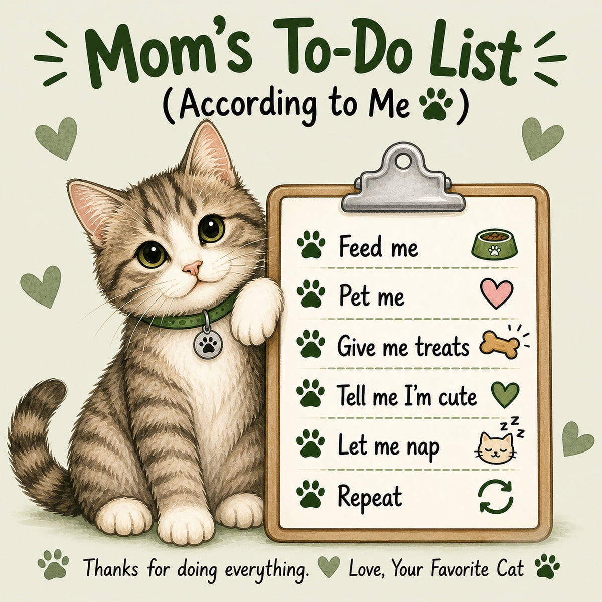 Mom's To-Do List Cat Fridge Magnet